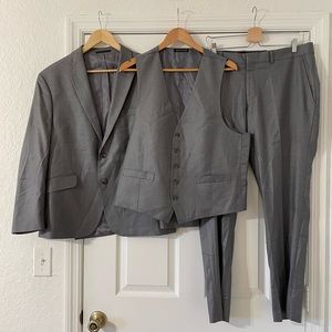 Men’s gray three-piece suit